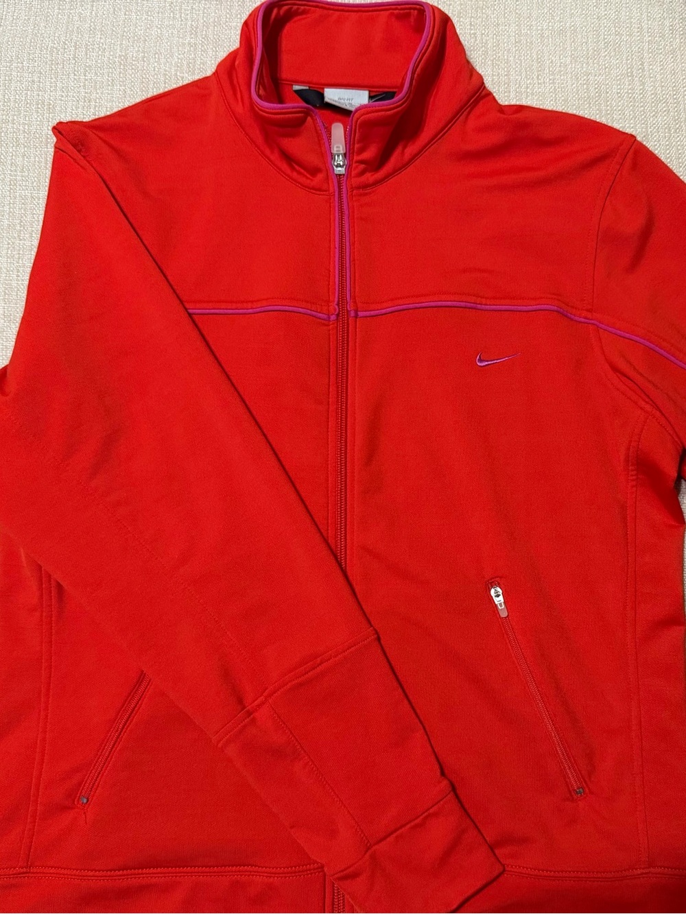 Nike Red Dri-FIT Zip Sweatshirt with Pink Trim